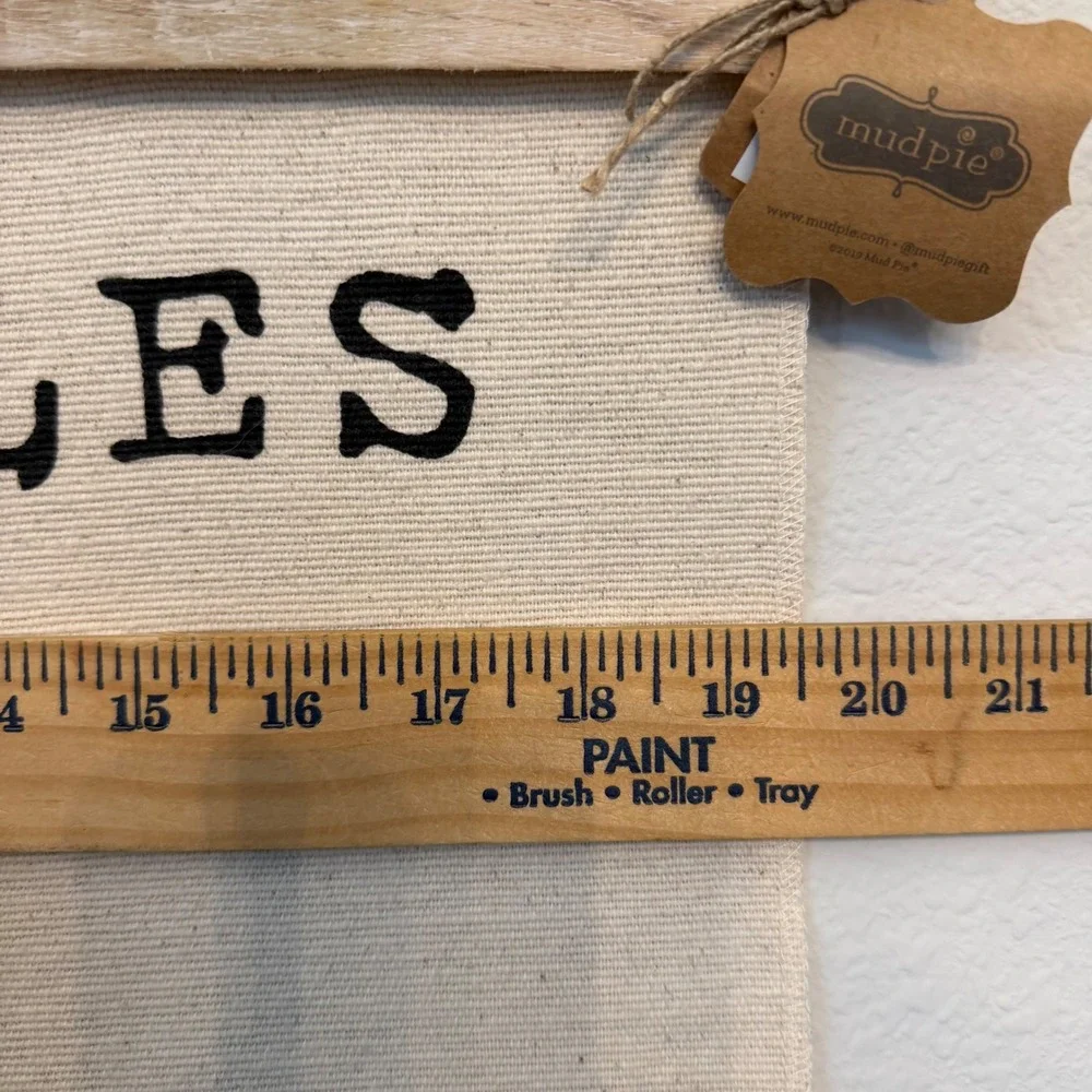 NWT Mud Pie House Rules Fabric Wall Hanging Sign Farmhouse Tan Extra Large Decor